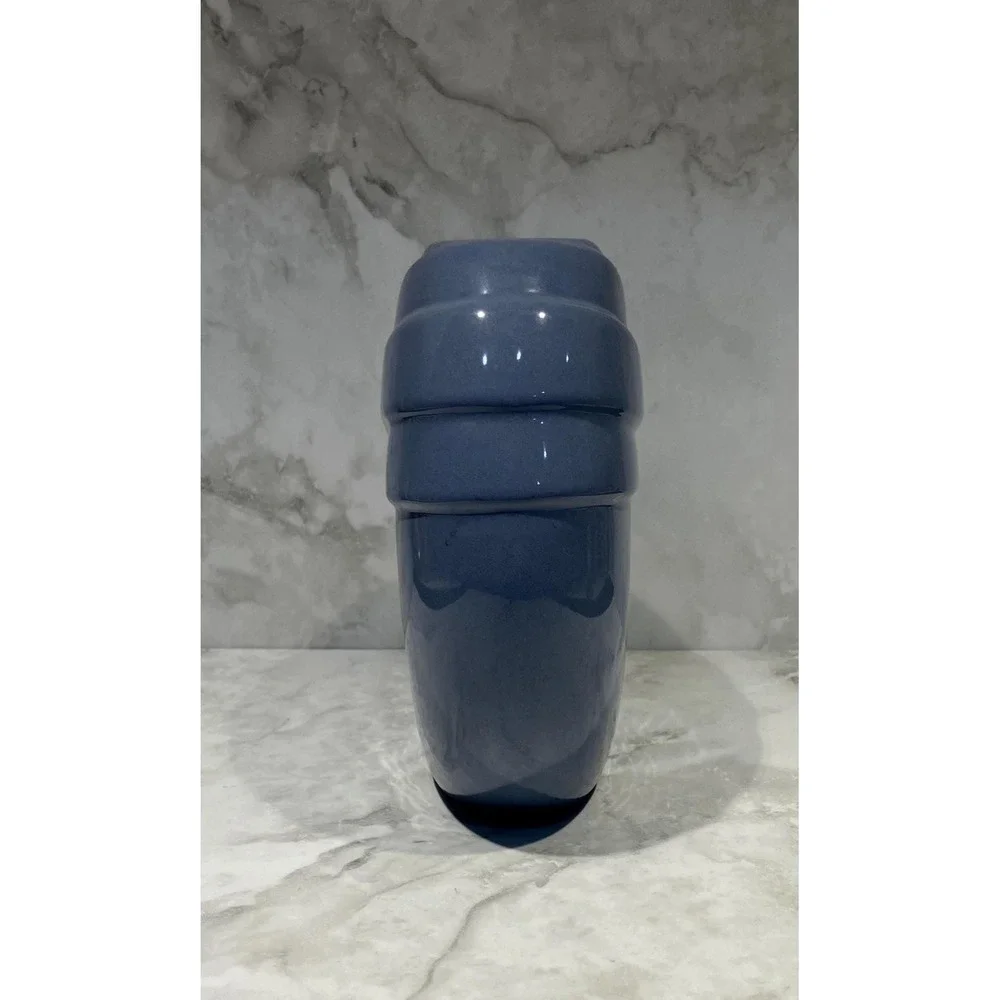 Vtg Haeger 1980s Art Deco Revival Pleated Draped Circular Ceramic Vase 7.5